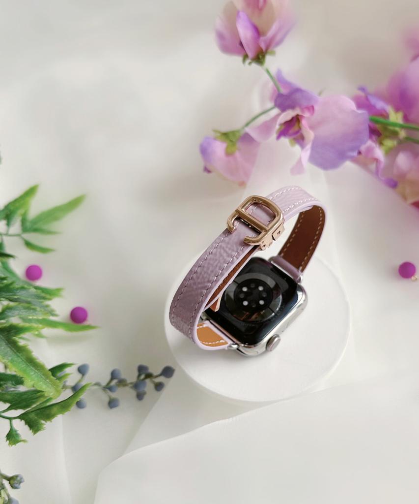 Adeo Apple Watch Premium Glossy Slim Strap Light Purple Lilac Leather Watch Band