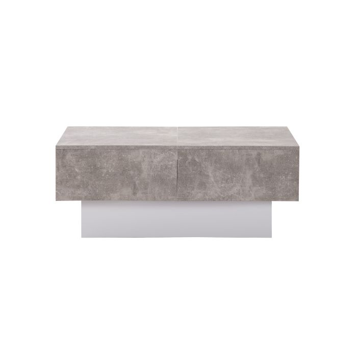 Table basse - MUVOE - Universelle - Extensible - Espace de rangement - Gris brillant