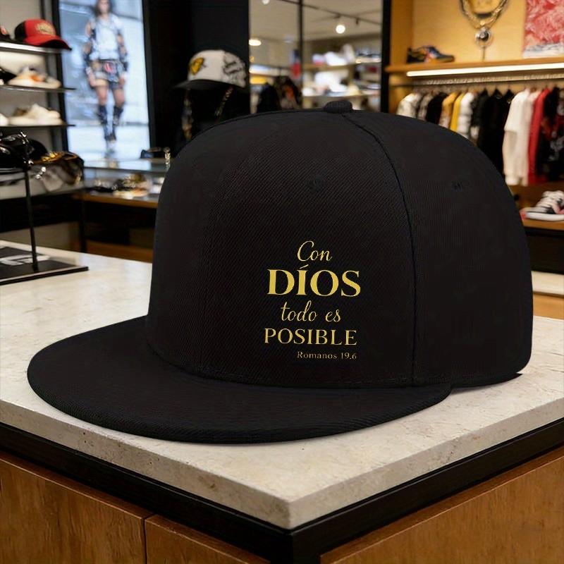 Con Dios Todo Es Posible Spanish Quote Baseball Cap Unisex Polyester Casual Snapback Hat One Size