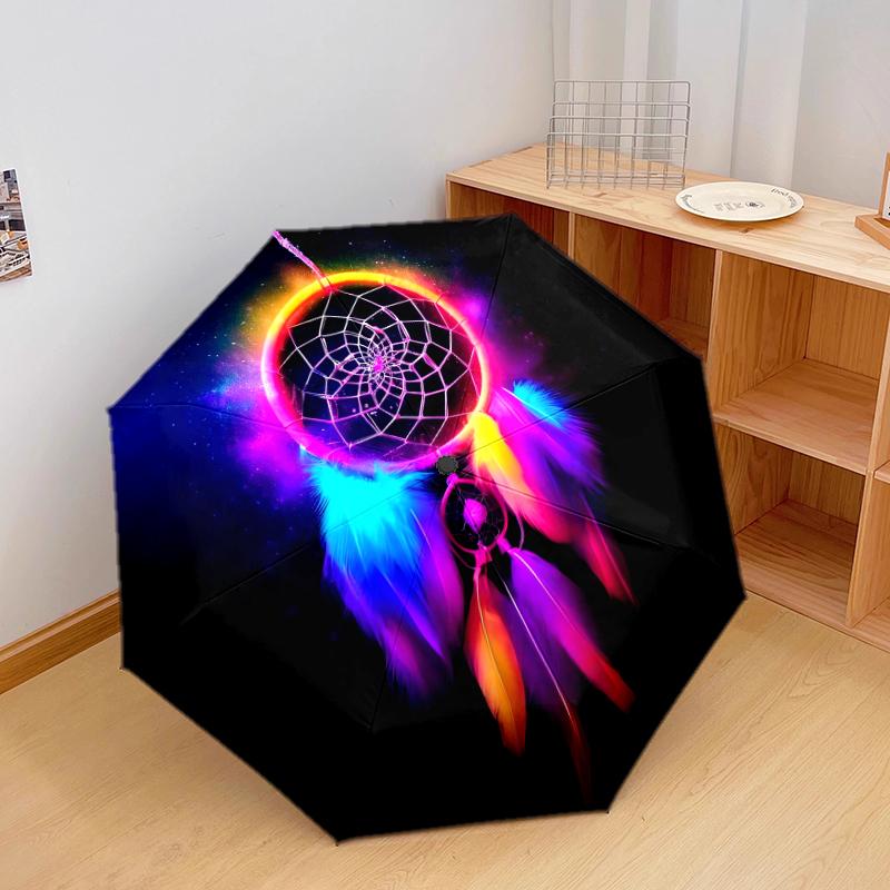 

1 PC Automatic Folding Umbrella - Dreamcatcher Pattern, Portable & Foldable Design with 8 Ribs, Christmas Birthday Gifts