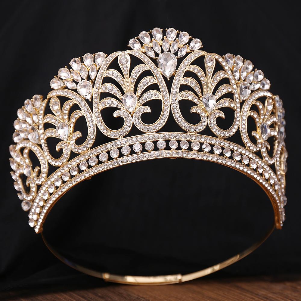 DIEZI 10 Colors Luxury AB Crystal Opal Big Tiara Crown For Women Girls Party Baroque Elegant Rhinestone Crown Hair Dress Jewelry