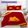 Set lenjerie de pat cu model A.S. Roma Cearșaf pilotă Huse pernă Decorațiune casă Cadou de ziua de naștere (1 * husă de pilotă + 2 * fețe de pernă fără miez)03