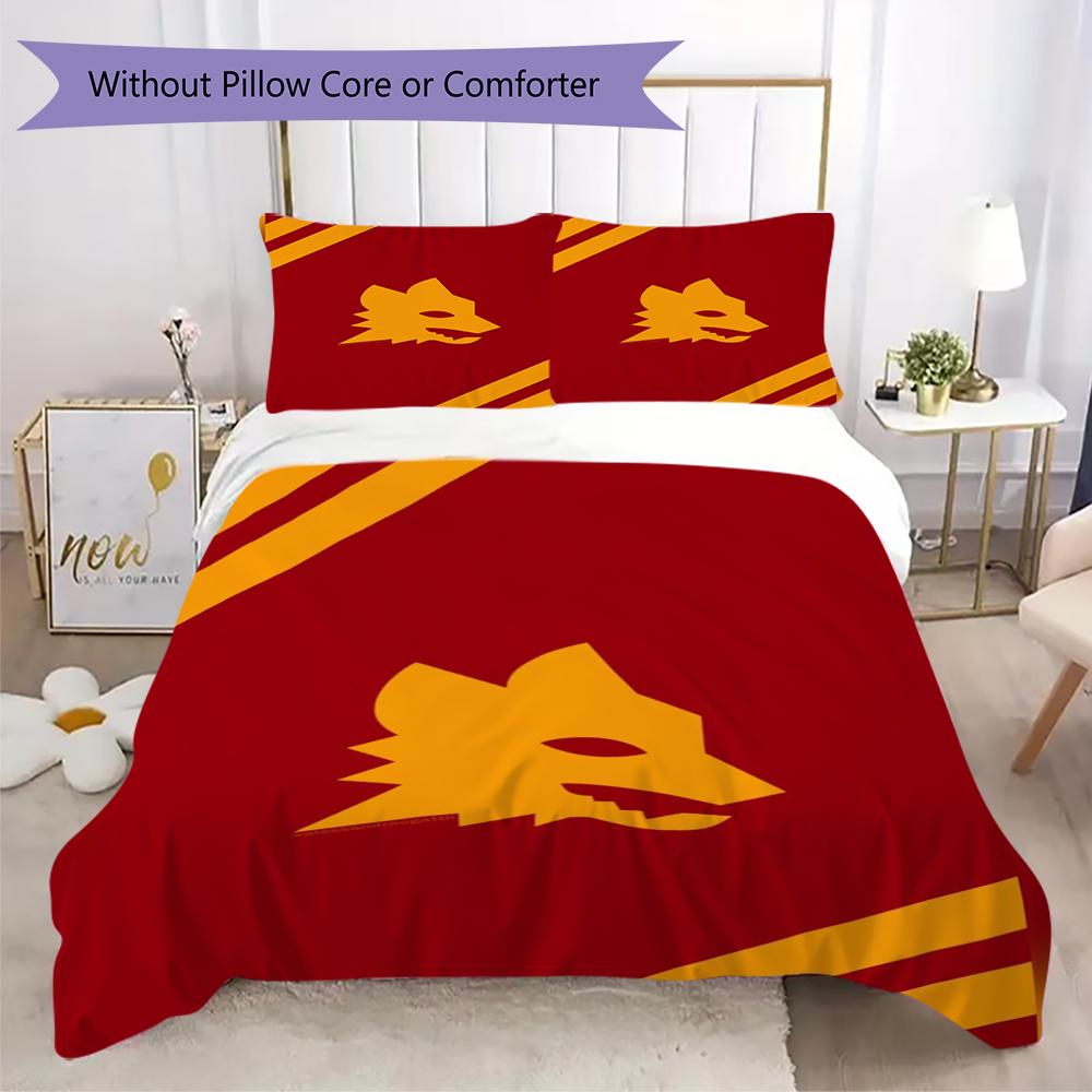 A.S. Roma Muster Bettwäsche-Steppdecken-Set Steppdecke Kissenbezug Heimdekoration Geburtstagsgeschenk (1 Bettbezug + 2 Kissenbezüge (ohne Füllung))03