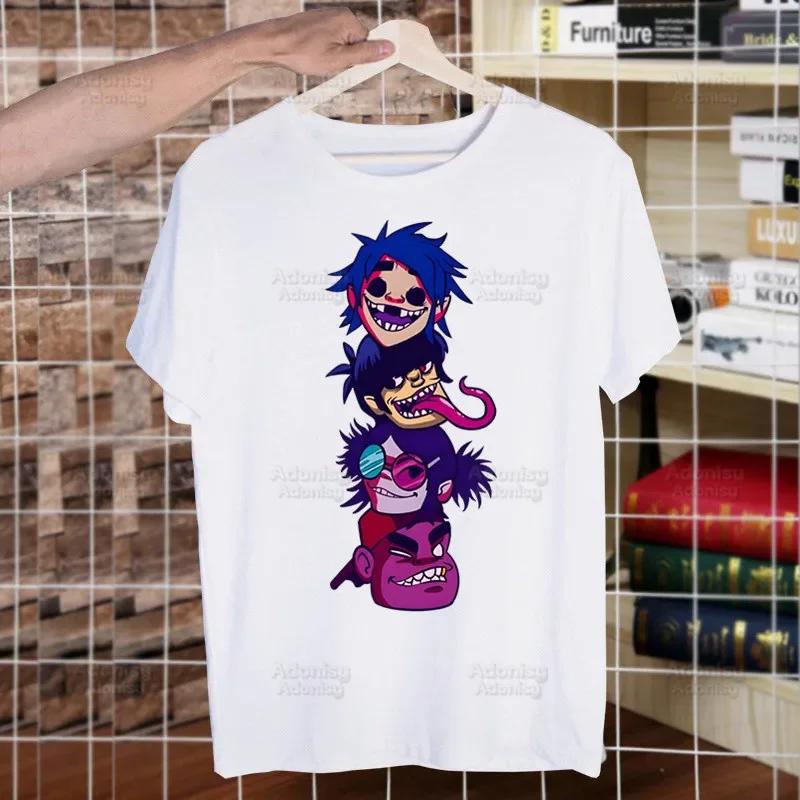 Gorillaz PUNK ROCK Cartoon Funny T Shirt Men New Casual Short Sleeve ChakaKhan Noodle Tshirt Homme Manga Unisex T-shirt Tees