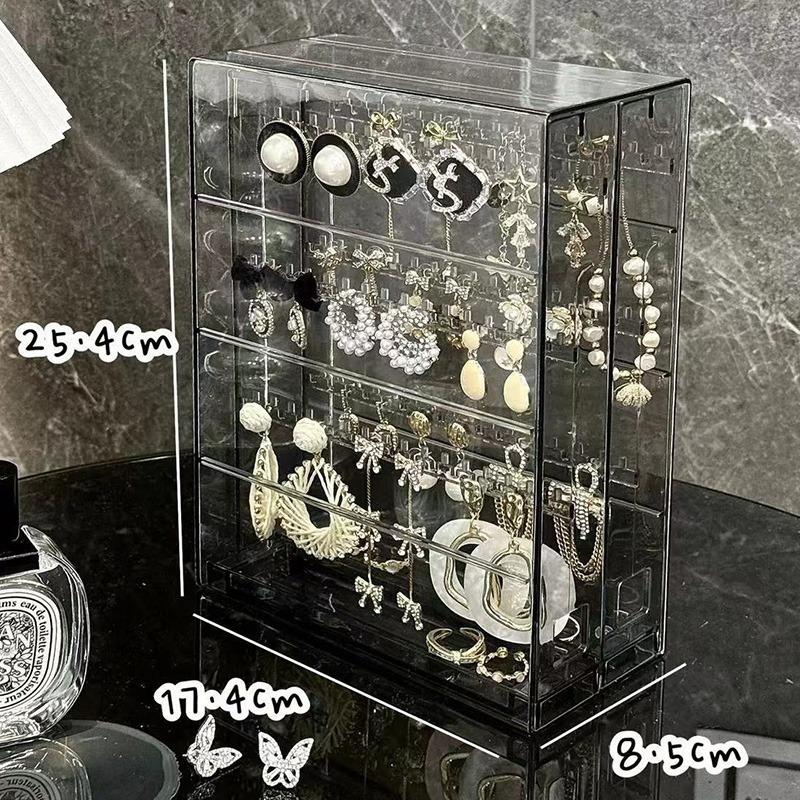 Transparent Jewelry Storage Box Earring Organizer Necklace Ring Stand Acrylic Holder Large Women Trinket Boxes Display Case