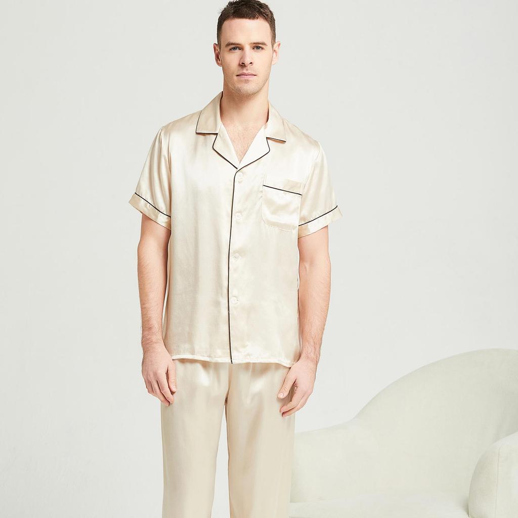 Men's Long Sleeve Silk Pajama Set - Summer Mulberry Silk Homewear 1188