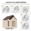 Hundehütte Wetterfeste Hundehütte 88 x 79 x 89 cm Erhöhte Hundehütte mit aufklappbarem Bitumendach, Bodenanker