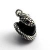 SnakeReptile Pendant, Sterling Silver 925, Onyx, Black Onyx