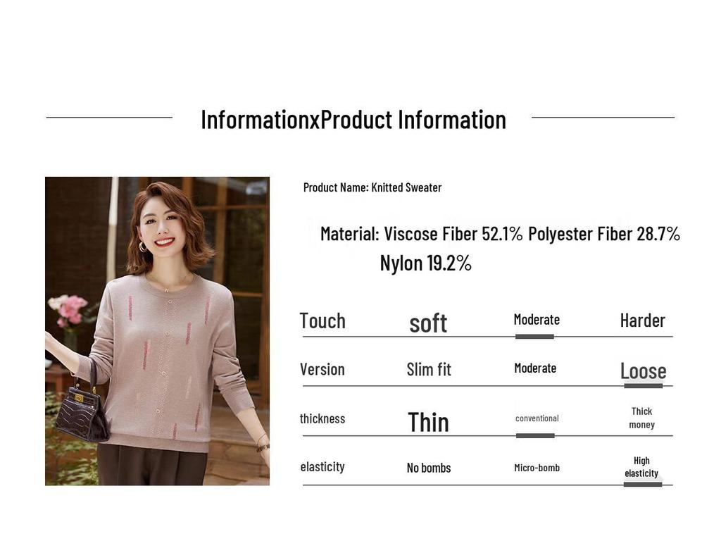 Yuzhaolin Women's Knitted Long-Sleeve Pullover Top