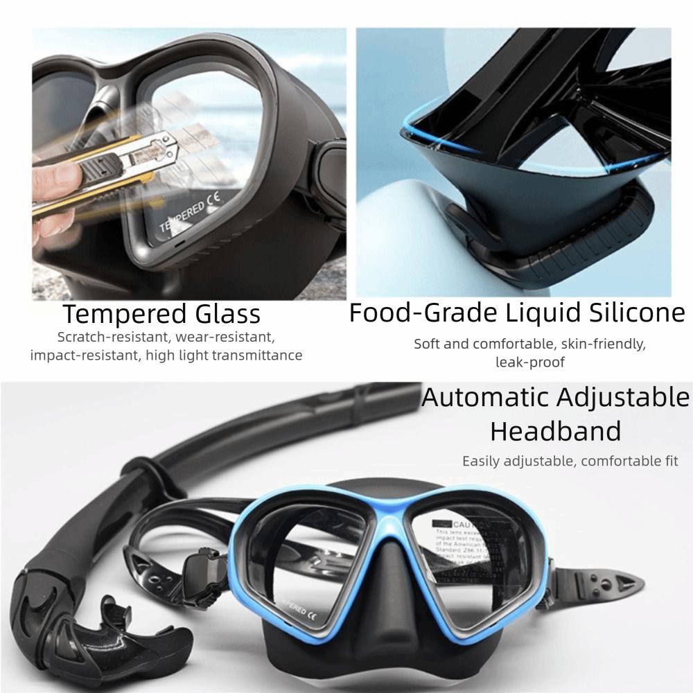 Foldable Snorkel Snorkeling Set Tempered Glass Snorkel Set Wet Diving Mask Snorkeling