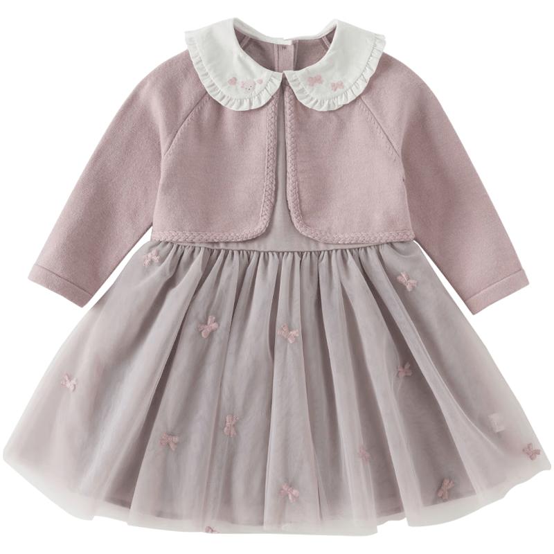 DAVE&BELLA Girls' Faux Two-Piece Princess Sweater Dress