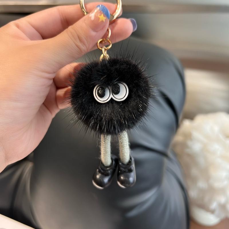 [Cute Long Legs] Mink Hair Car Keychain Pendant Ins Internet Celebrity Hair Pom-pom Book Bag Pendant