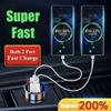 66W Car Charger Dual QC Fast Charging Adapter with Digital Display Blue Metal Design