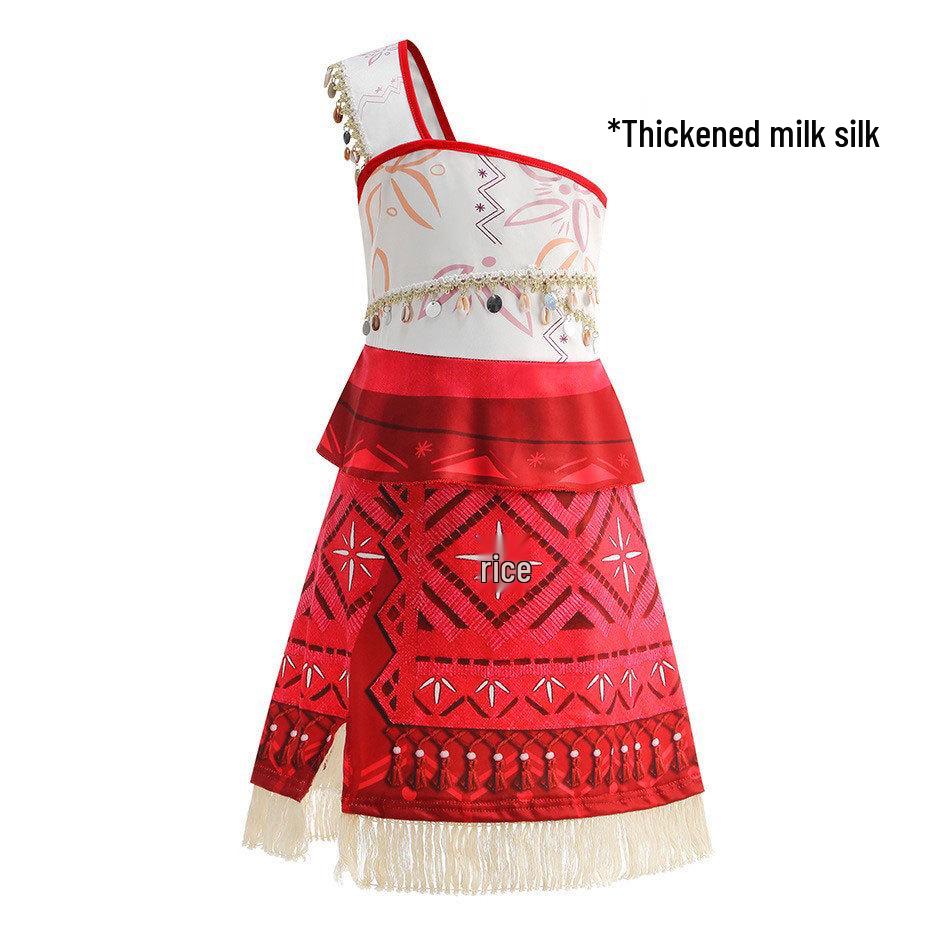 Kids' Moana Cosplay Two-Piece Set: Skirt & Grass Skirt Costume