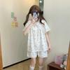 Cute Doll Collar Shaved Ice Bear Pajamas Women's Summer Short-sleeved Shorts Set Girl Casual Can Wear Loungewear