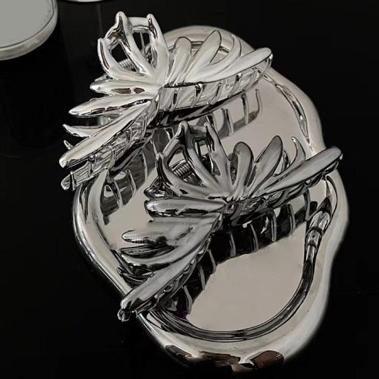 

Женский коготь для волос с гальваническим покрытием, сплошной цвет из нержавеющей стали, изысканный эластичный пружинный нерегулярный сильный коготь, противоскользящий инструмент для украшения волос, инструмент для укладки волос