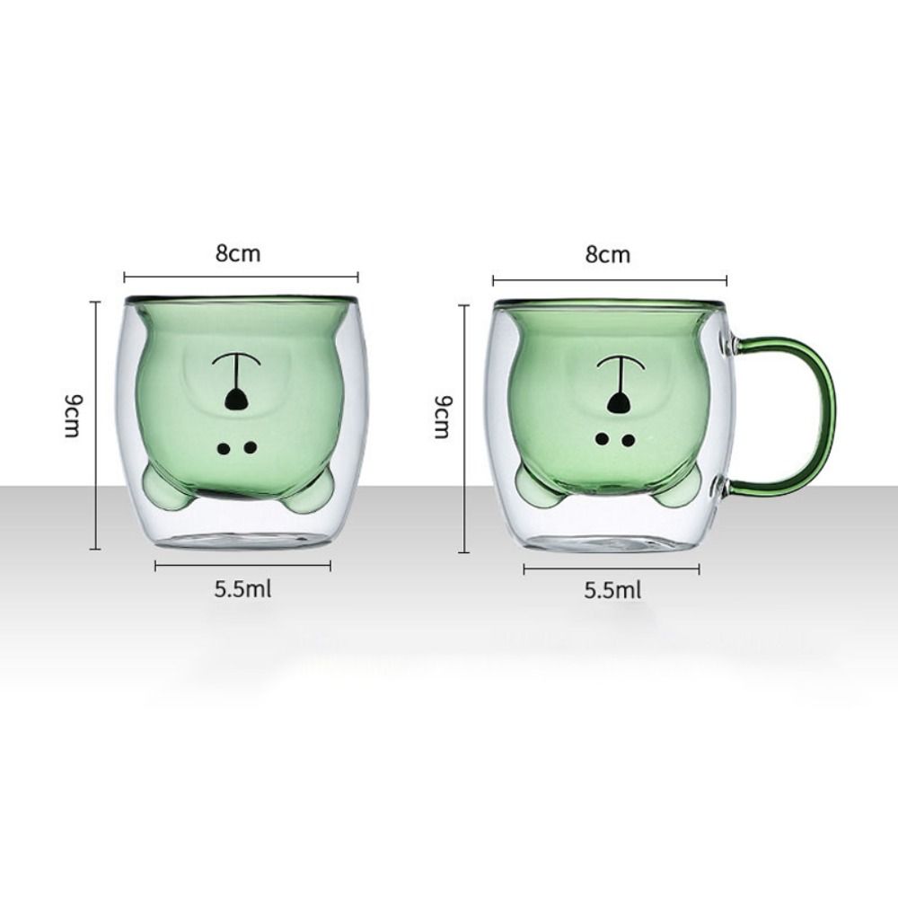 Dvoustěnný skleněný hrnek na kávu Kreslený medvěd Láhev na džus a mléko Jednoduchý hrnek na whisky, koktejl, víno Dárek