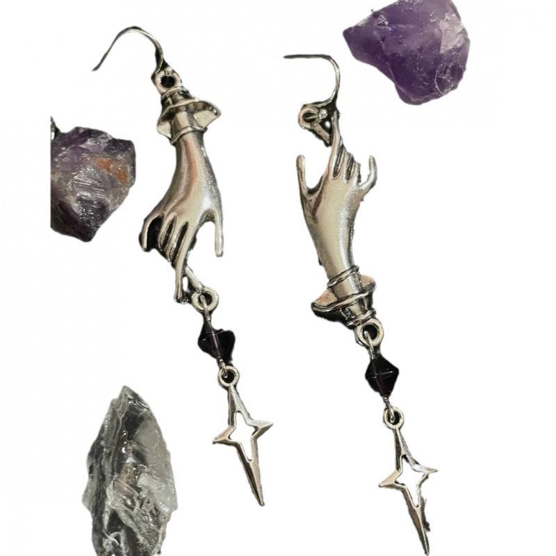 Purple Beads Starry Sky Gothic Earrings