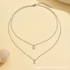 Ins Wind Star Moon Double Layer Titanium Steel Necklace Niche Women Fashion Personality Layered Collarbone Chain