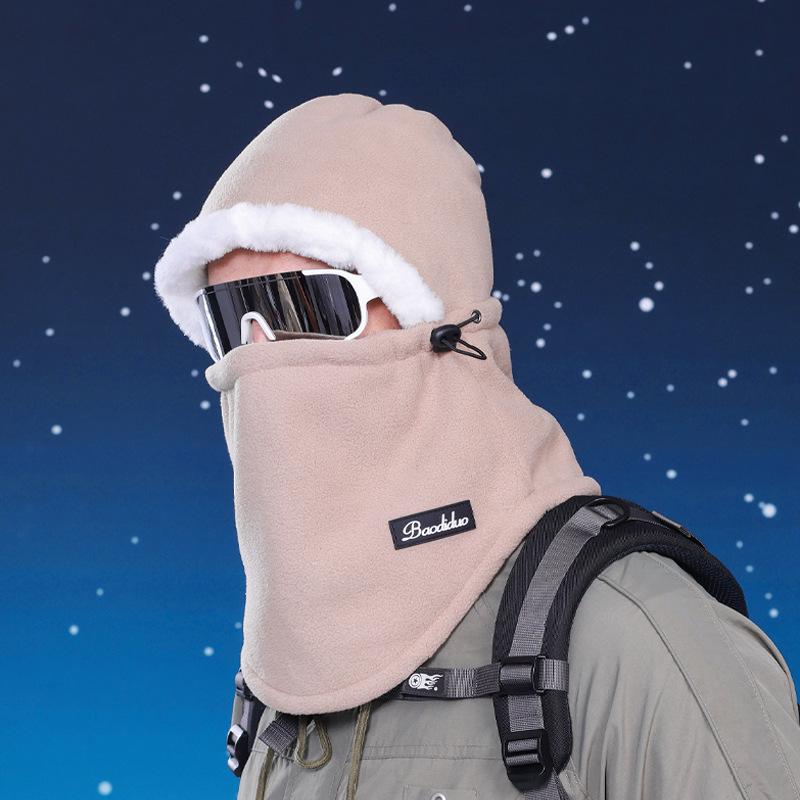 

Зимние теплые защитные средства для шеи Интегрированная шапочка Бархатные защитные наушники Ветрозащитная маска Мужская велосипедная лыжная защита для лица Кепка-пуловер хаки