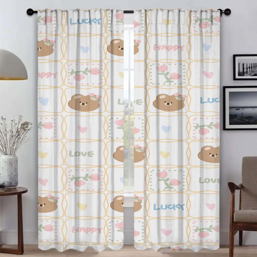 Cute Kitchen Curtains for Living Room Shades Window Curtain Home Interior Curtains 2 Pieces Tulle for Bedroom Partition Blackout