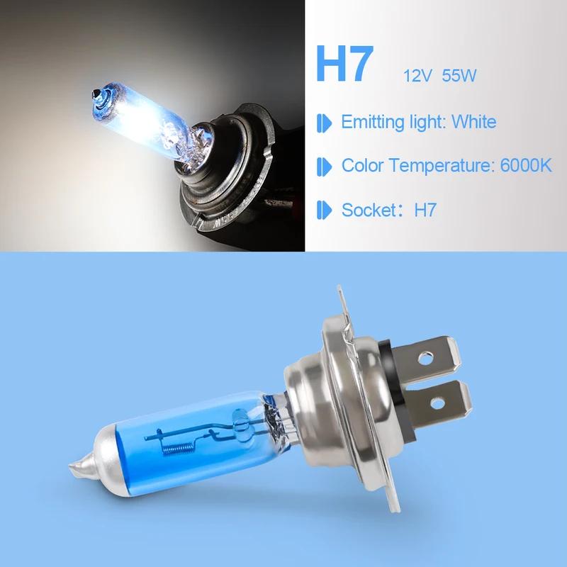 1-3pairs 6000k Super Bright White H7 Halogen Bulb Car HeadLight Bulb h4 h7 55w 100w Halogen Lamp Car HeadLight Replacement Bulb