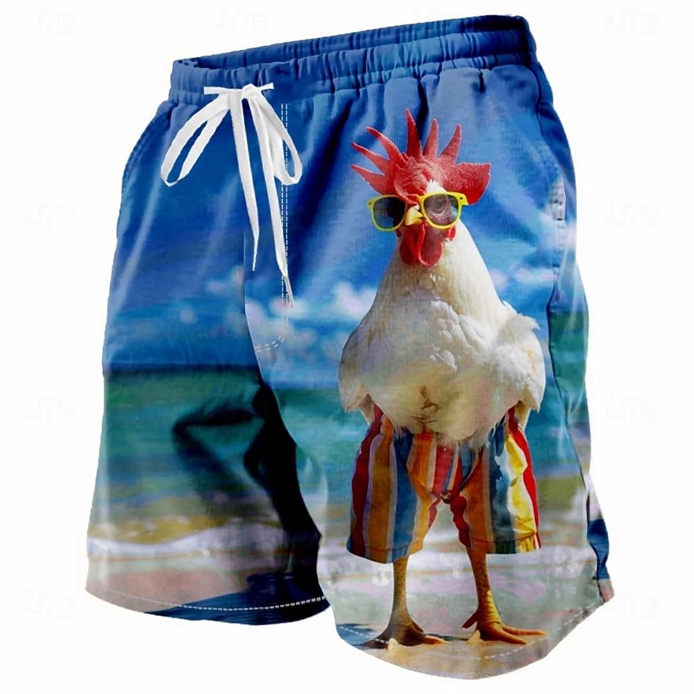 

Men s Animal Rooster Funny Swim Trunks Swim Shorts Board Shorts Mid Waist Drawstring Elastic Waist Designer Clothing Apparel S