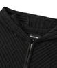 Uallong Rib Knit Hoodie Zip-Up - Black