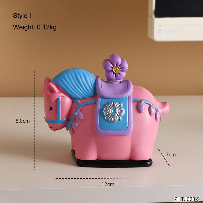 Cute Horse Toothpick Cylinder Creative Pony Toothpaste Box Home Tea Table Floss Box Cotton Swabs Storage Can Home Desktop Ornament