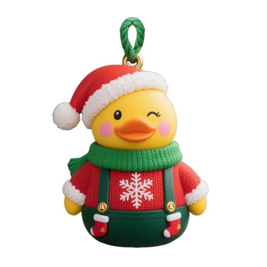 Christmas Duck Ornament Xmas Tree Hanging Duck Decoration Cute Resin Duck with Santa Hat for Home Office Holiday Party Decor