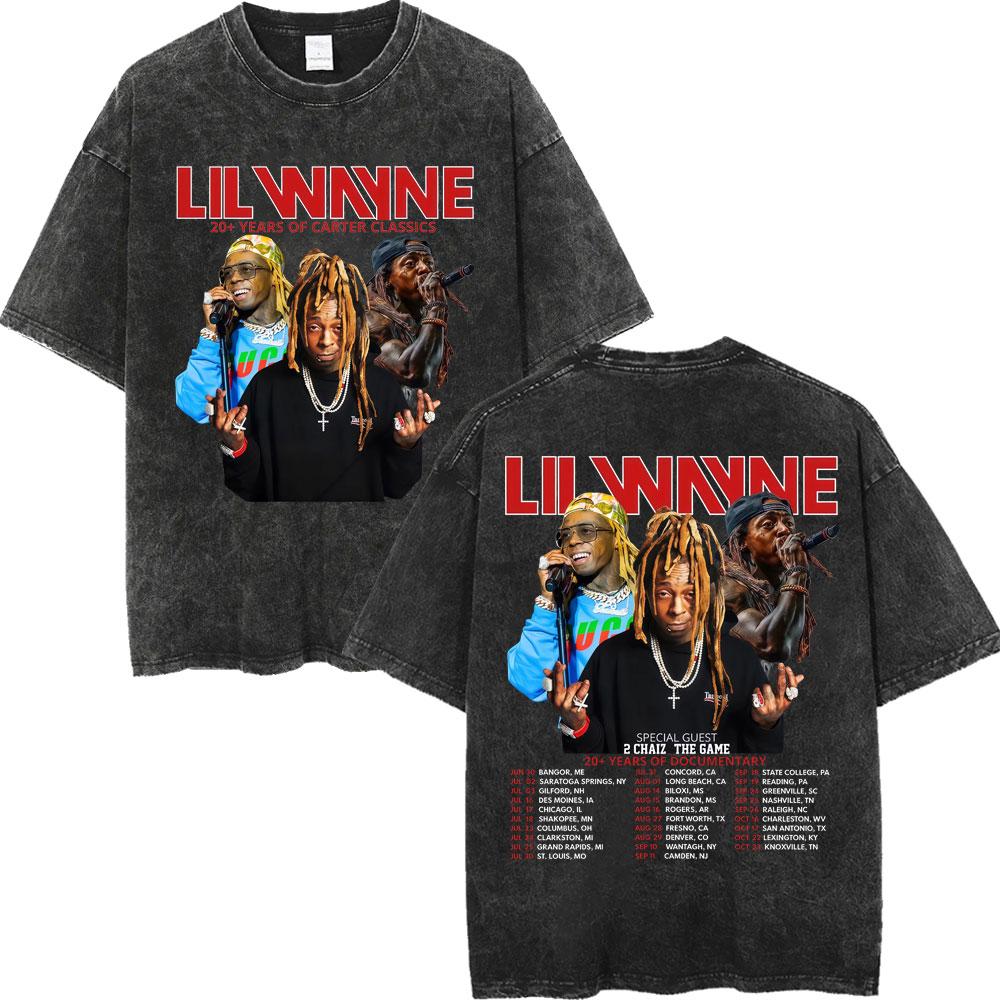 Vintage Washed Rapper Lil Wayne Graphic T Shirts Men Women High Quality Fashion Oversized Tshirts Summer Casual Cotton Tshirt
