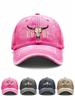 Unisex Bull Skull Printed Baseball Cap With Adjustable Closure For Adults