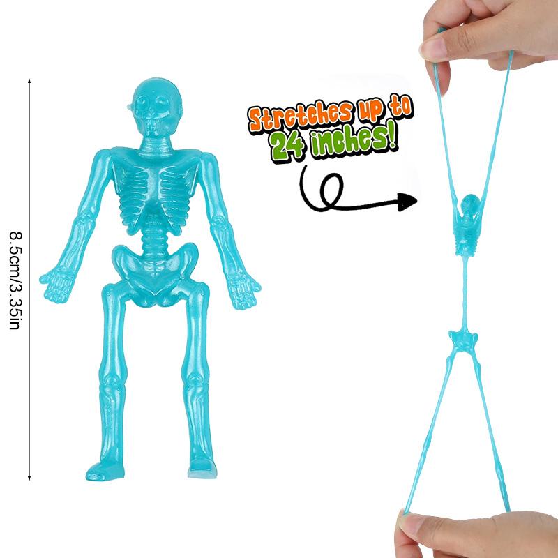 30Pcs/set Halloween Plastic Pumpkin Box with Stretchy Skeleton Toys Halloween Party Kids Favors Trick or Treat Goodie Bag Filler