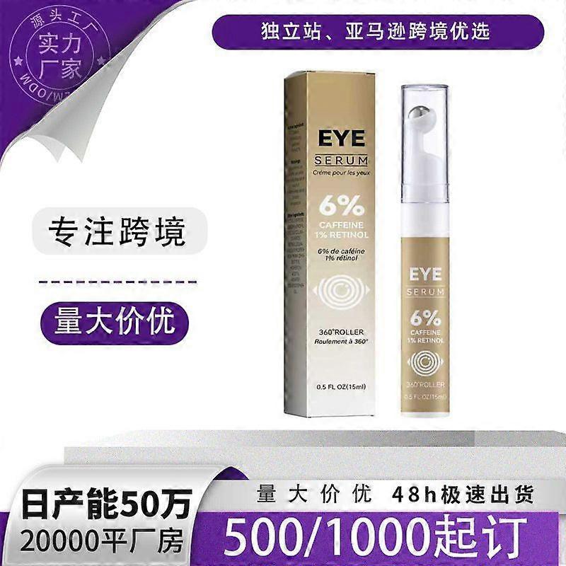 15 ml 6% Koffein Augen serum mit Hyaluronsäure - 360° Massagekugel-Applikator, Anti-Aging Augencreme gegen Augenringe, Schwellungen & Tränensäcke, Reduziert Wr