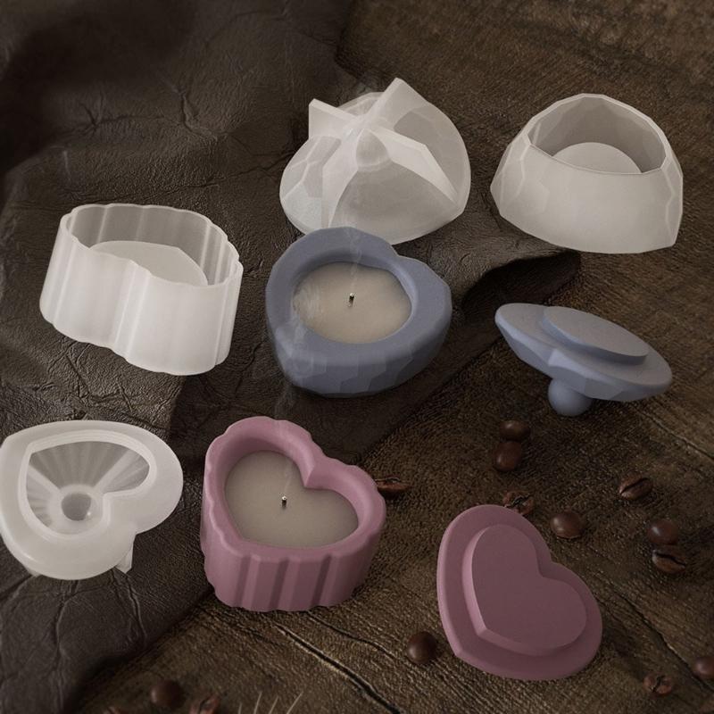Moule en Silicone Forme de Cœur Tendance Créer Porte-encens Porte-bougie Moule Parfait pour Bureau et Salle de Yoga Facile à Utiliser