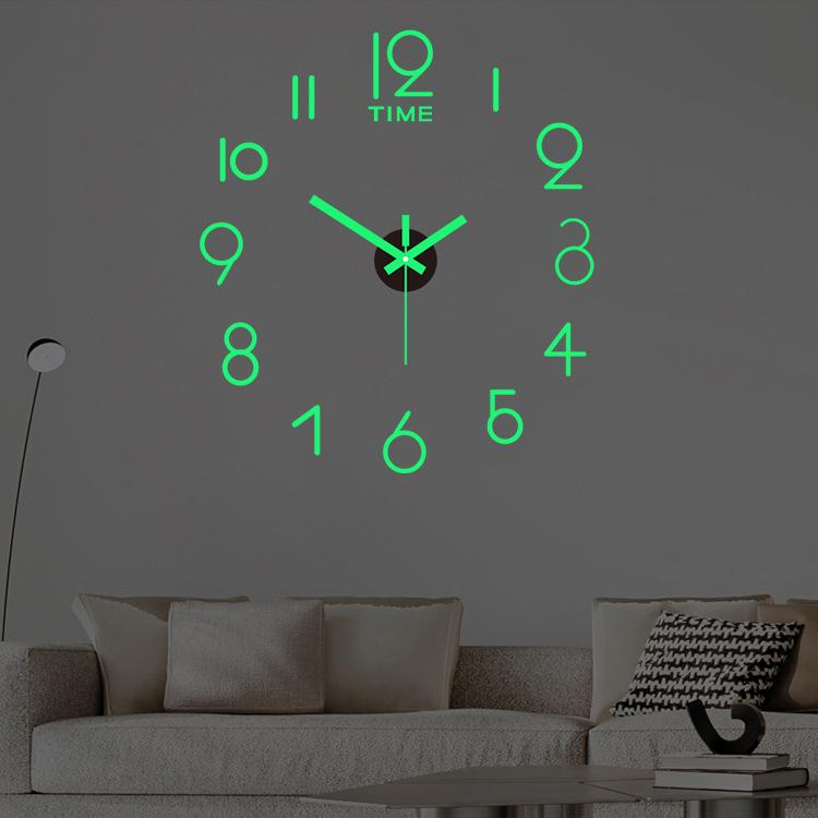3D Frameless Wall Clock with Silent Movement and DIY Number Stickers for Home Decor, Living Room, Bedroom