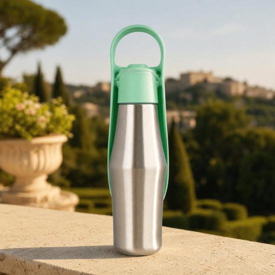 750ML Portable Dog Water Bottle, Leak-Proof Stainless Steel Water Bowl for Dog Cats, Large Capacity Outdoor Travel Pet Water Dispenser