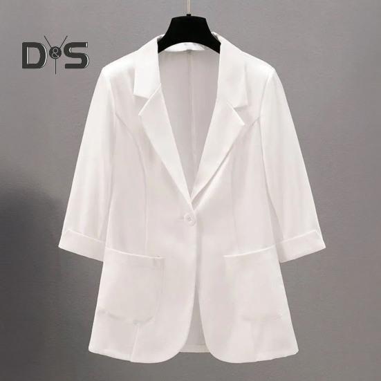 Dámský oblek Kabát Klopa 3/4 rukáv Knoflíková léga Letní sako Oblekové sako Jednobarevné Tenké Prodyšné Ležérní kabát