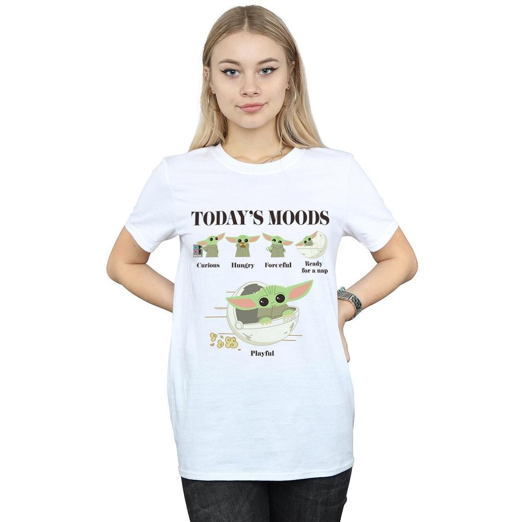 Star Wars Womens/Ladies The Mandalorian The Child Moods Cotton Boyfriend T-Shirt