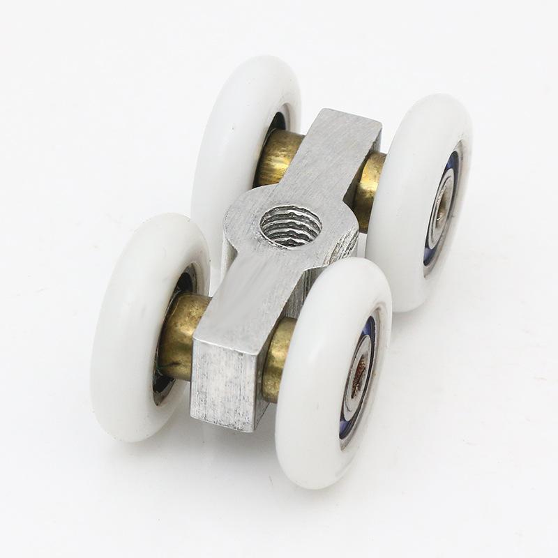 10PCS/LOT Small Width21.5mm Shower Glass Room Sliding Door Fitting Hanging Pulley Wheel Hanging Four Roller Wheel Pulley
