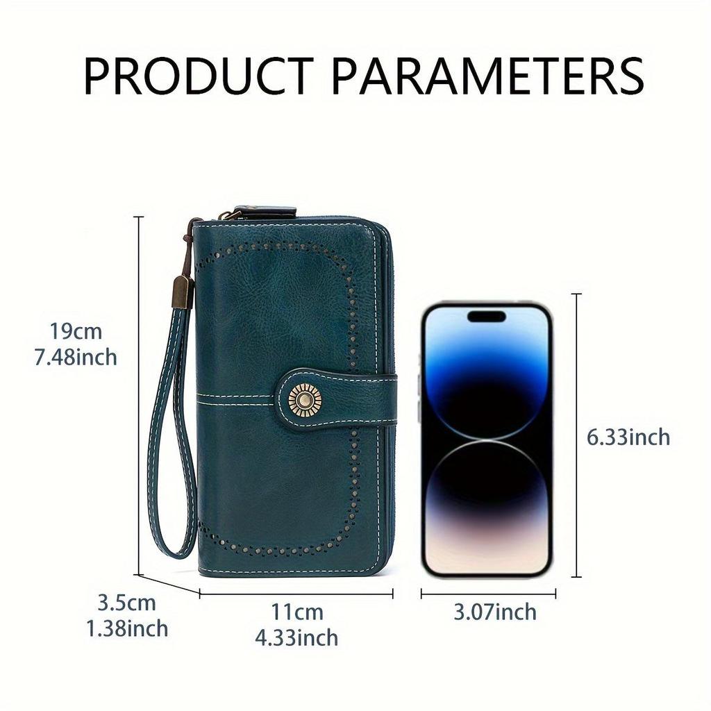 Oil Wax Cowhide Long Wallet: Genuine Leather Large-Capacity Anti-Theft Wallet for Women