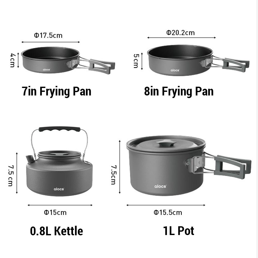 Outdoor Camping Cookware Set Camping Pot Pan and Kettle for Outdoor Backpacking Hiking