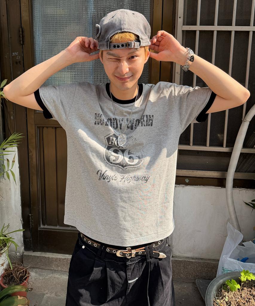 THEVINYLHOUSE Nobody Work Ringer Tee Gray