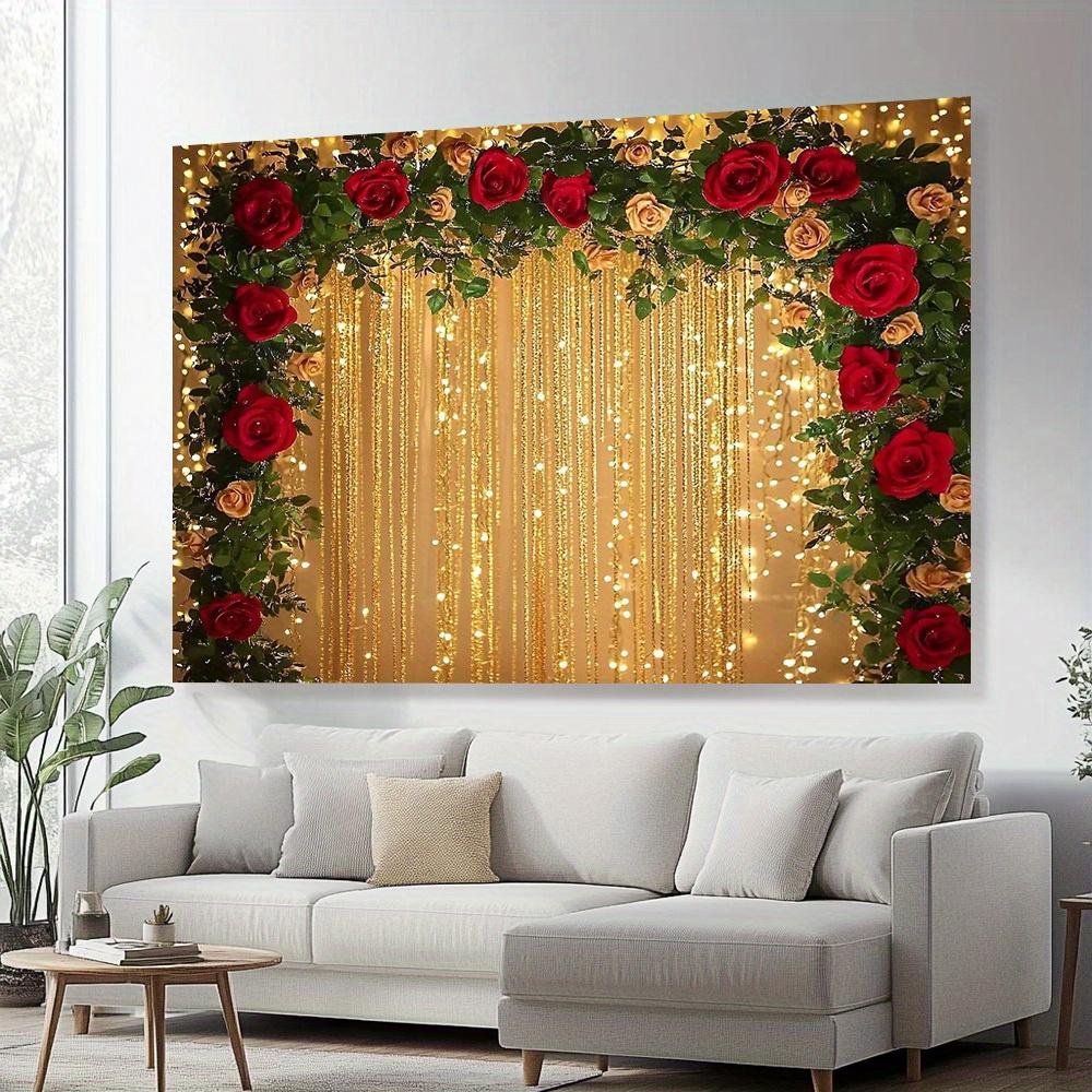 Christmas Golden Rose Garland Arch  Scene  Decoration Background Winter Photography Backdrop Decorations For Photo Studio Photo Booth Christams Party