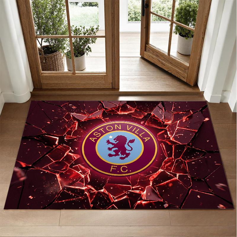 Aston Villa Football Design Crystal Velvet Rug Soft Decorative Mat for Bedroom Entrance