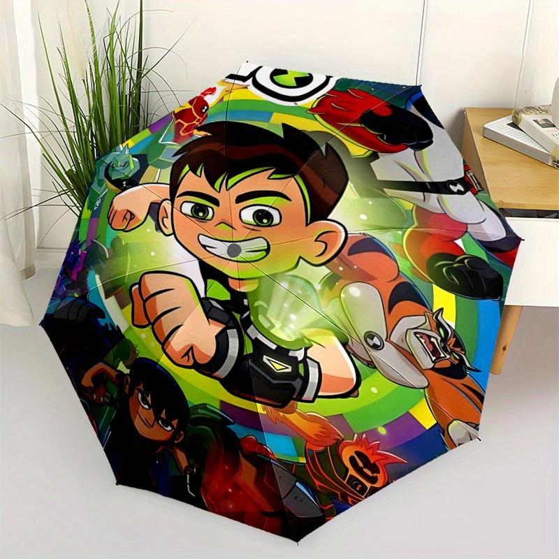 1PC Ben Tennyson Aliens Ben 10 Automatic Open/Close Umbrella - Compact Travel Umbrella, 8-Rib Heavy-Duty Construction, Ideal Gift a0828111