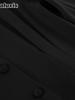 Women's Autumn Chic Elegant Slim Fit Waist Black Blazer Workwear V-Neck Suit Jacket