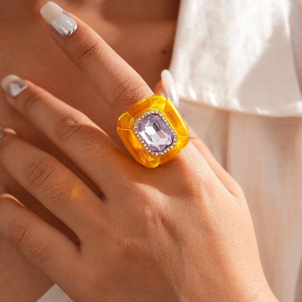 Candy Color Acrylic Resin Ring Exaggerated Big Dome Plain Ring Geometric Ring  Jewelry Gifts