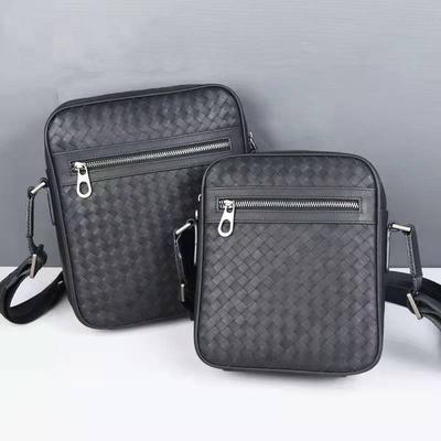 Leather Woven Men's Shoulder Bag Business Casual Large Capacity Crossbody Bag Fashion Bag