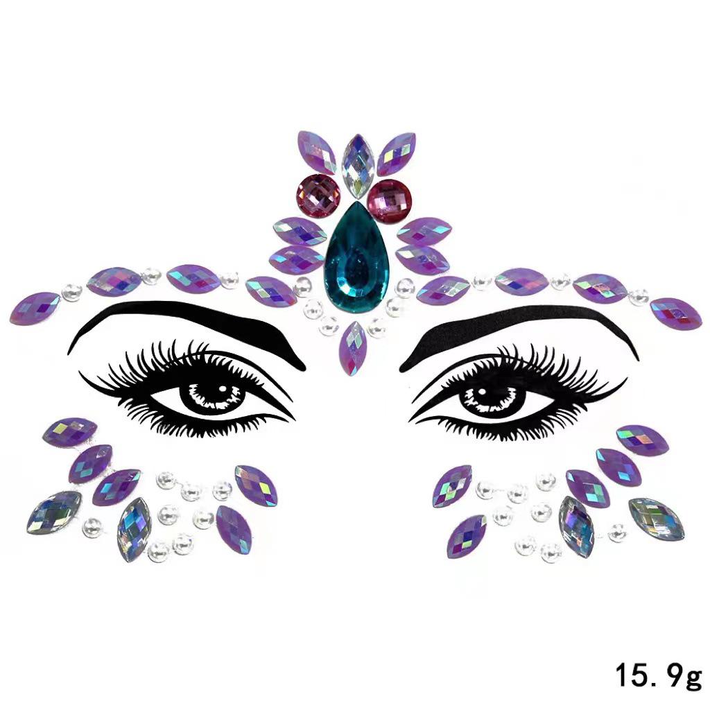 Pegatinas de Pedrería PARTYJOY: Gemas para Maquillaje de Rostro y Ojos para Festivales de Música